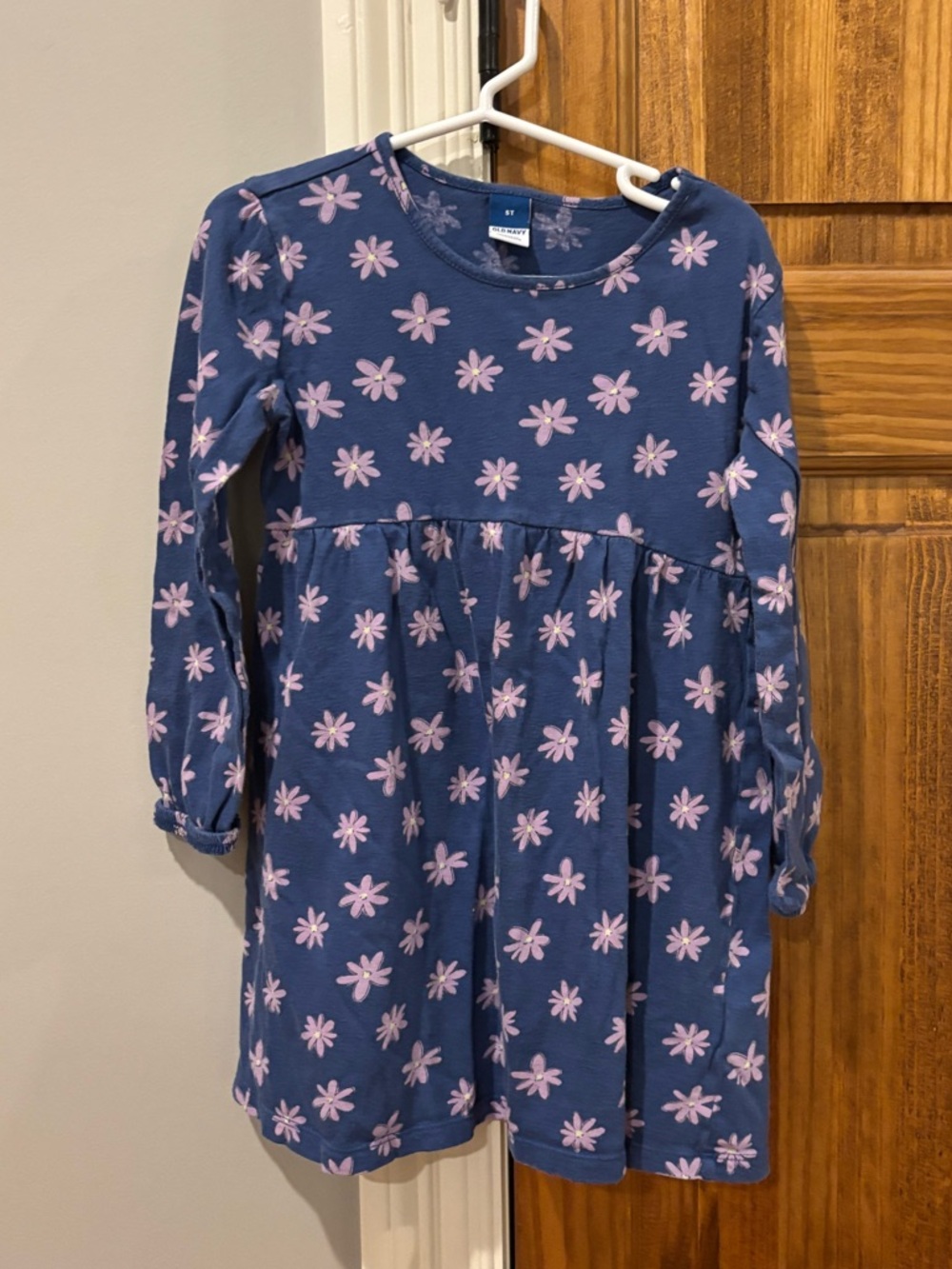 Old Navy Blue Floral Long-Sleeve Dress (Size: 5T)